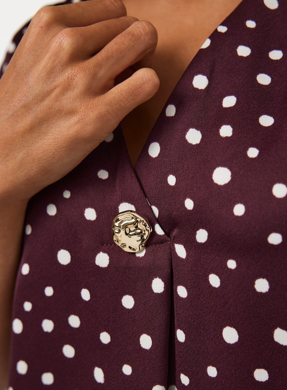 Dark Red Pleated Button Front Top 22 - Image 3 thumbnail